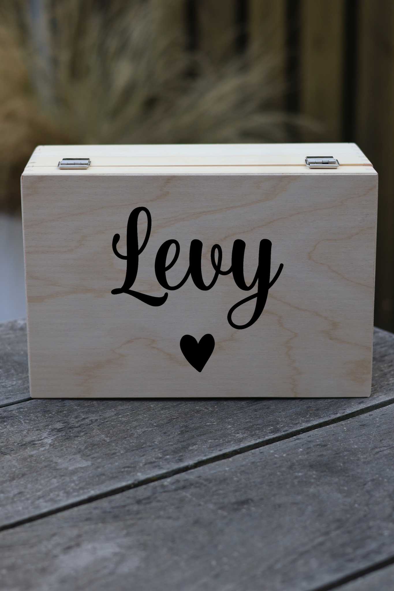 Houten memorybox met naam