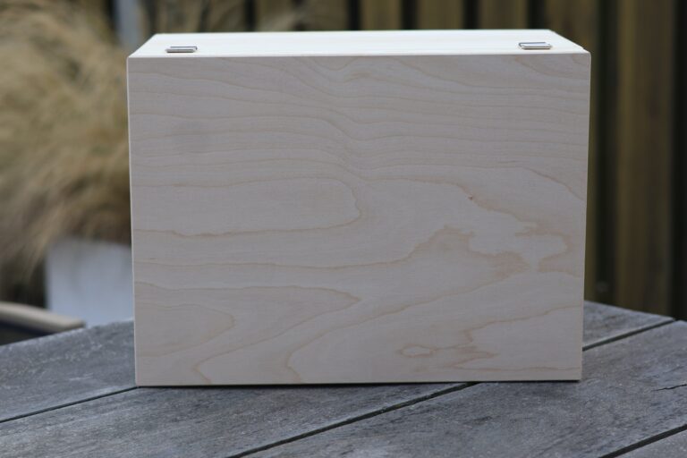 Houten memorybox bruiloft met tekst