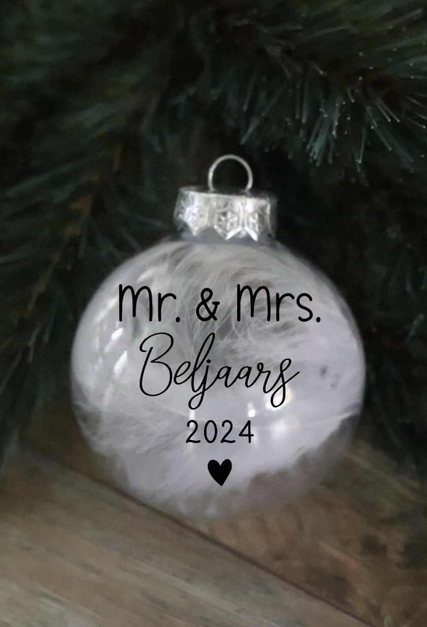 Transparante kerstbal 'mr&mrs'
