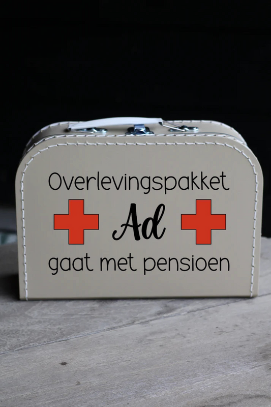 Taupe koffertje 'overlevingspakket'