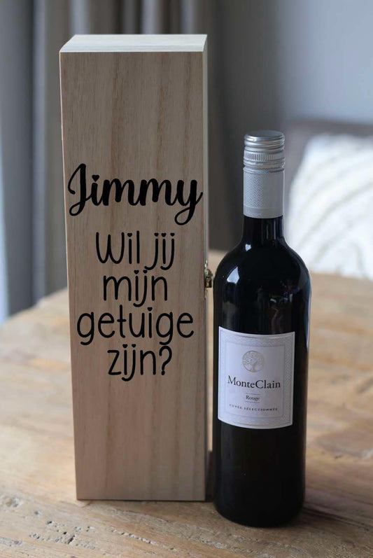 Houten wijnkist "getuige"