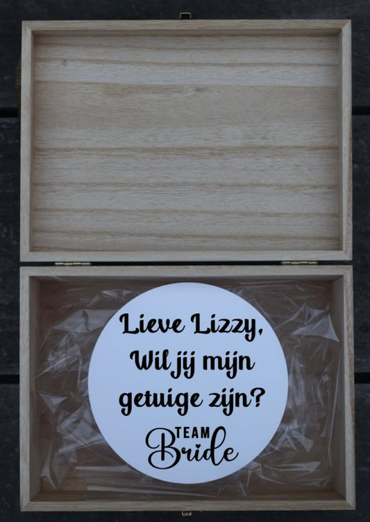 Houten kistje 'getuige team bride'