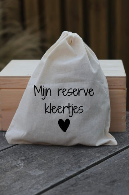 Bewaarzakje katoen 'mijn reserve kleertjes'